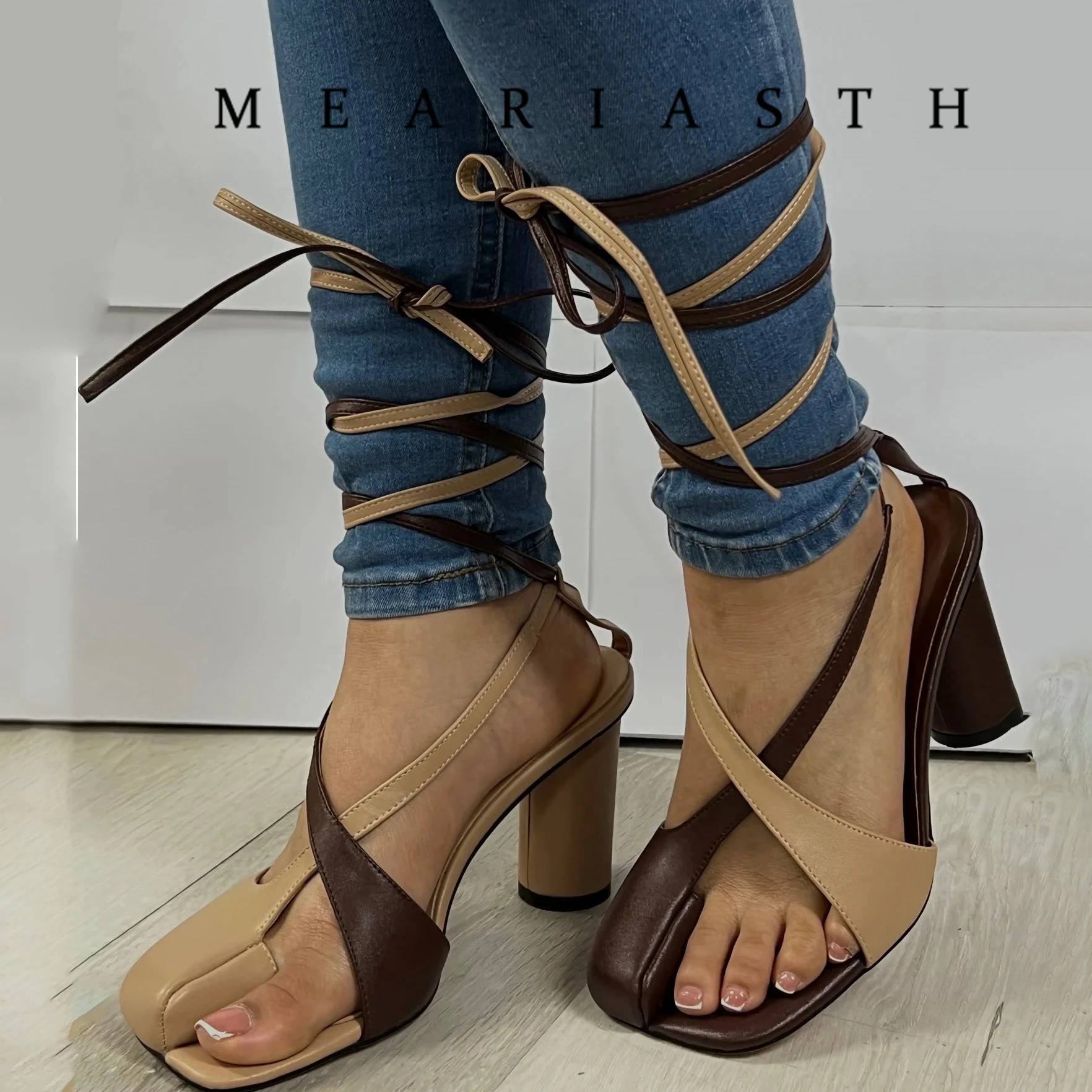 

Ins style Fashion Matte Leather Split Toe Women Pumps Spring Summer Thick High heels Slingbacks Female Tabi Chunky Casual Shoes