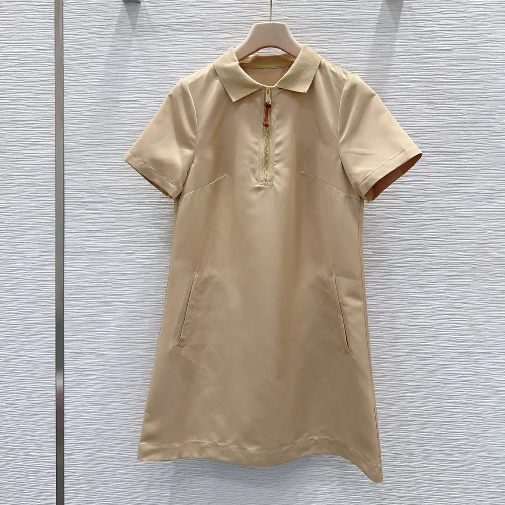 

High-quality 2026 new style women's summer short-sleeved dress, with a polo collar and zipper, loose and comfortable xy2642016