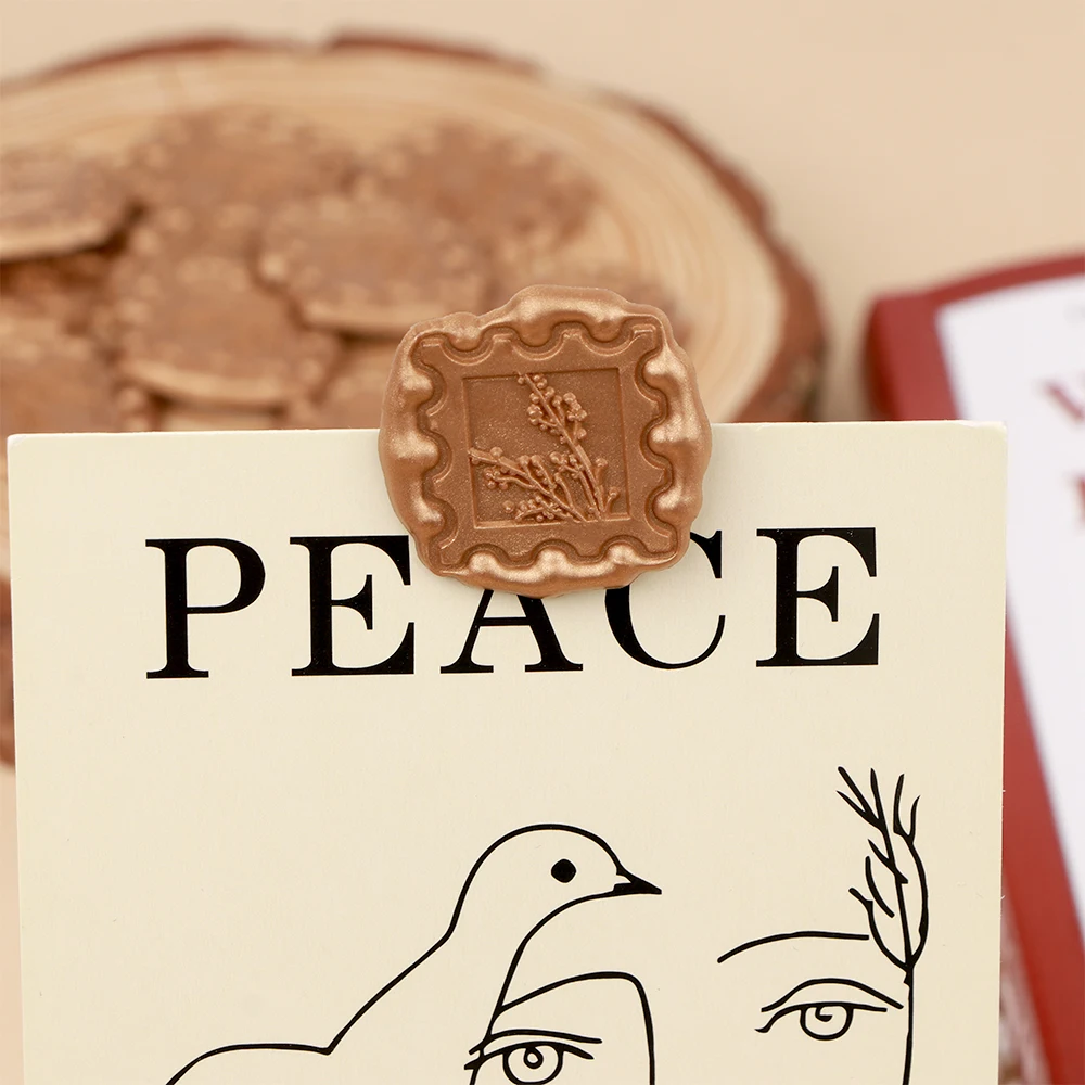 10pcs 3D Square Leaves Pattern Self-Adhesive Wax Seal Stickers Wedding Invitations Envelope Seal