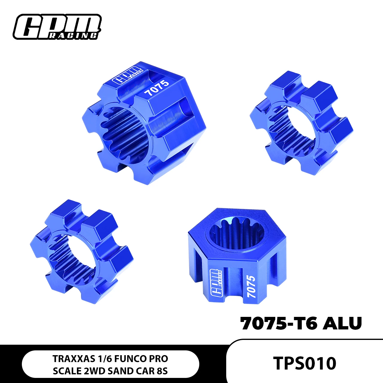 7075 Legering 24 mm wielzeskantnaven TRAXXAS 1/6 Funco Pro 2WD Sand 8S 10954 7756