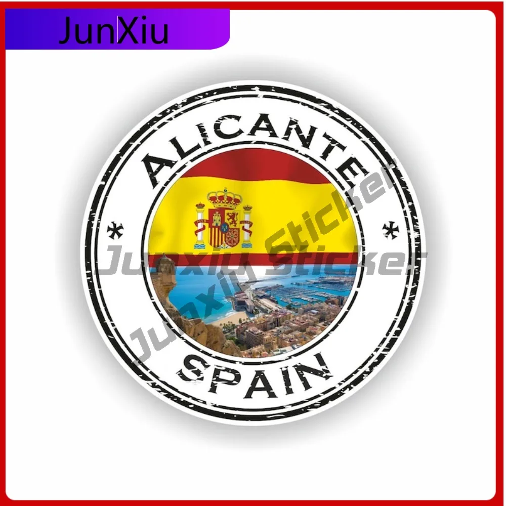 

Alicante Spain Seal Cute Boat Durable Vinyl Sticker Badge Round Durable Decoration Weatherproof Funny Decoration Helmet
