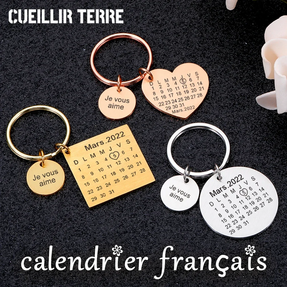 

Valentines Day French Calendar Customization Gift Christmas Keychain Customized Couples Keychains For Boyfriend Keyring