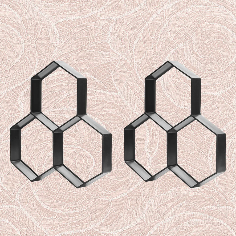 2Pcs Garden Paving Mould Hexagon Plastic Cement Floor Tile Mold DIY Path Paving Mould Reusable Brick Mold for Patios Walkways