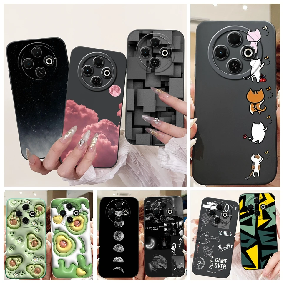 Back Cover For Tecno Spark 30c 2024 Phone Coques Marble Avocado Moon Night Gothic Back Cover For Spark30c kl5 kl5n Soft Silicone