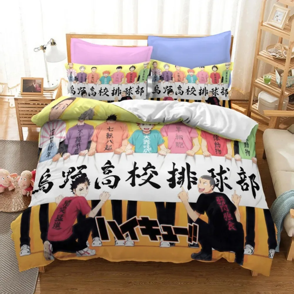 

Cartoon Anime Haikyuu Bedding Set 3D Printed Volleyball Boys Duvet Cover Set Single Double Luxury Bed Linen for Kids Teens Gift