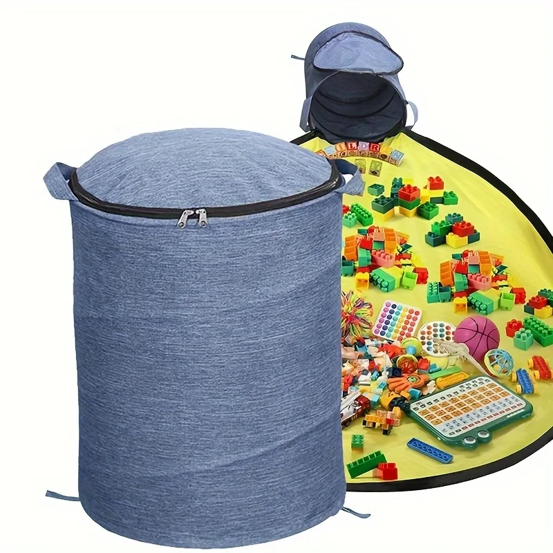 Multifunctional Toy Storage Bag for Building Blocks & Dolls - Quick-Detach Play Mat & Storage Bucket, Travel-Friendly Kids Organ