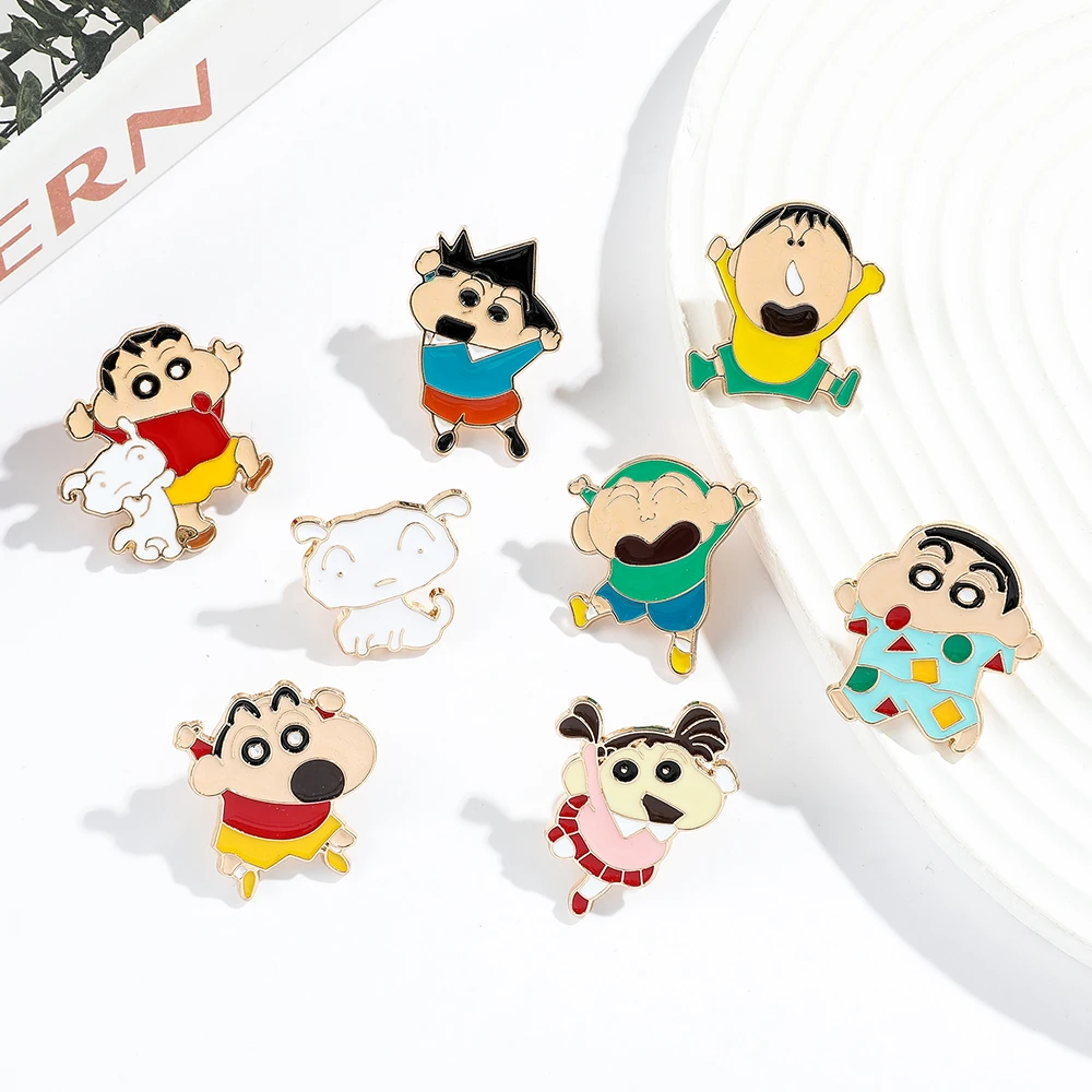 Japan Anime Cartoon Crayon Shin-Chan Brooch  Kawaii Nohara Shinnosuke Enamel Badges on Backpack Lapel Pin Clothes Accessories