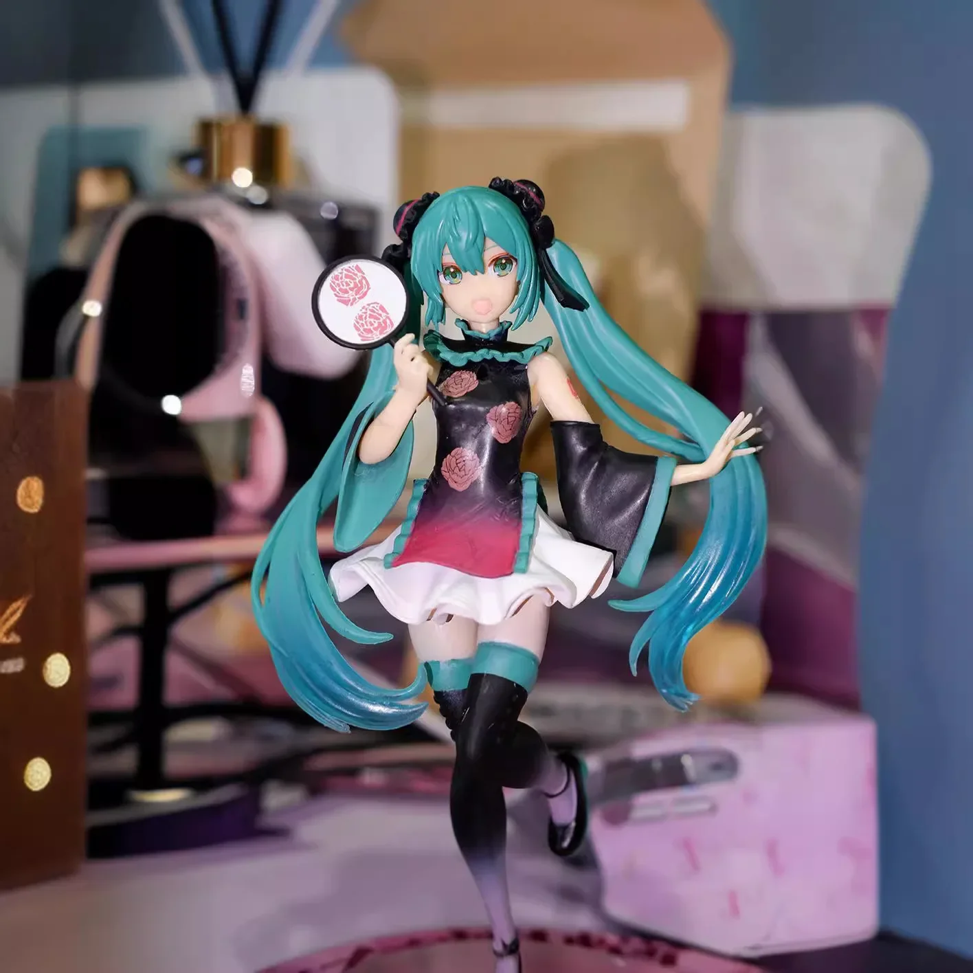 새로운 19cm 인형 모델 하츠네 미쿠 애니메이션 소녀 피규어 긴 머리 치파오 공주 만화 스태츄 귀여운 인형 모델 장난감 선물