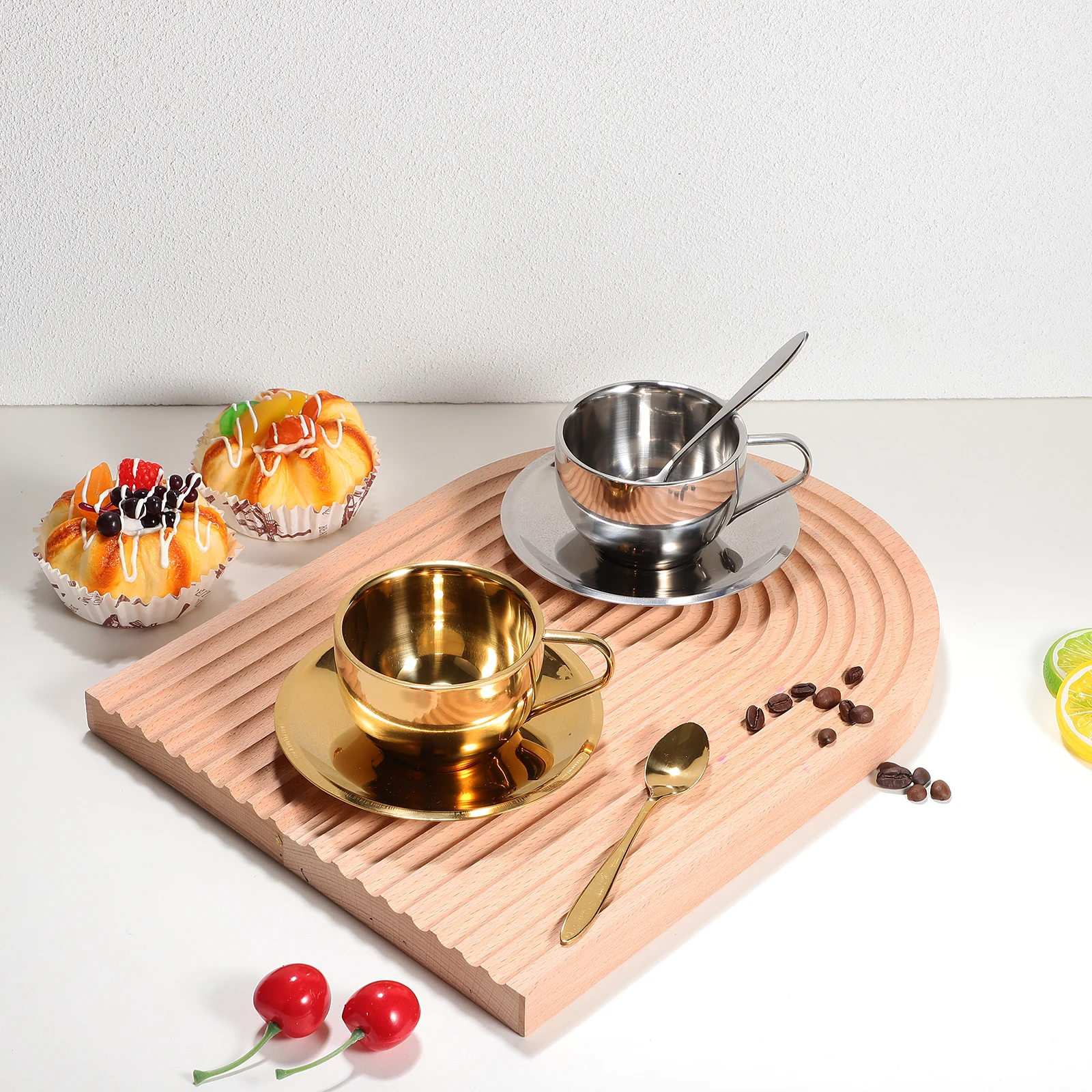 

2 set Stainless Steel Cup Set European Style Dishwasher Safe For Home Party Shop Use Coffee Mug Tea Cup Set Of Coffee Cups