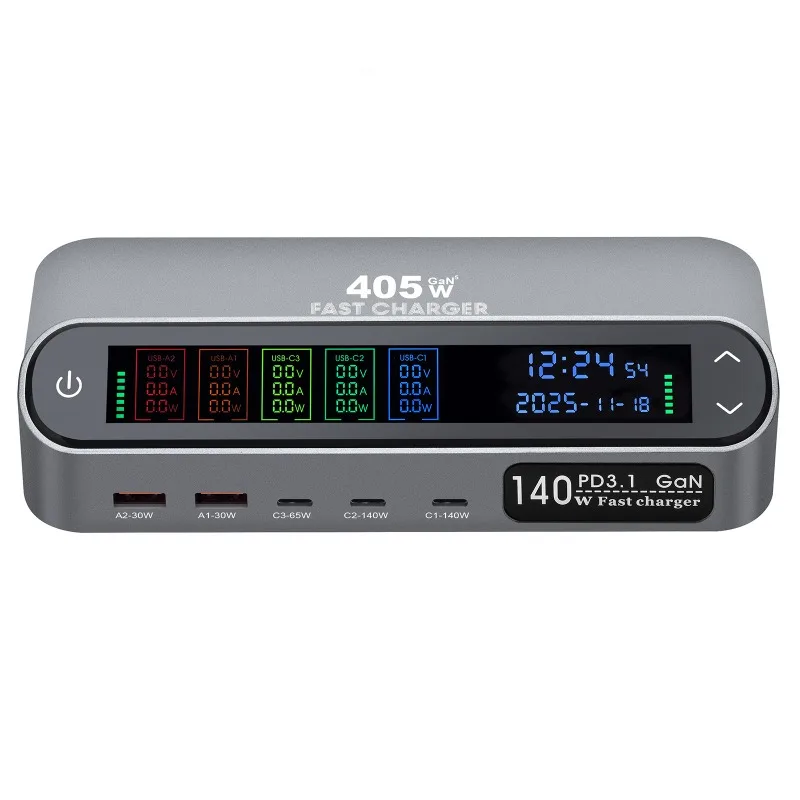 Digital display 140w direct charging, gallium nitride PD multi-function charger, suitable for notebook tablets