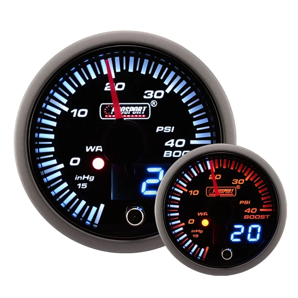 52mm 2-Color LED Electronic Automatic Boost Instrument Turbo Pressure Gauge for Car Vehicle