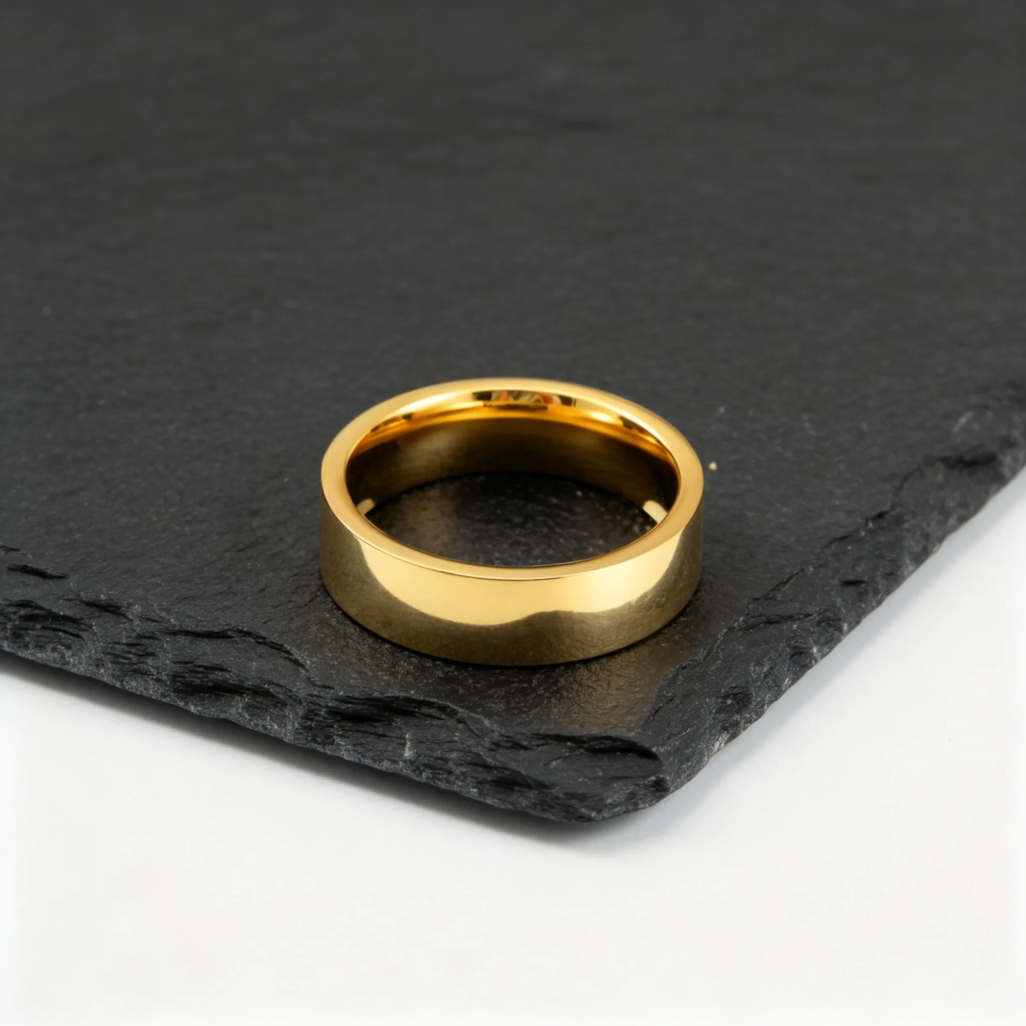 2/4/6/8mm Edelstahl-Biegering für Männer und Frauen, vergoldeter flacher Ehering, Verlobungsring, Geschenk für Vater, Sohn, Ehemann, Ihn – Detail 4