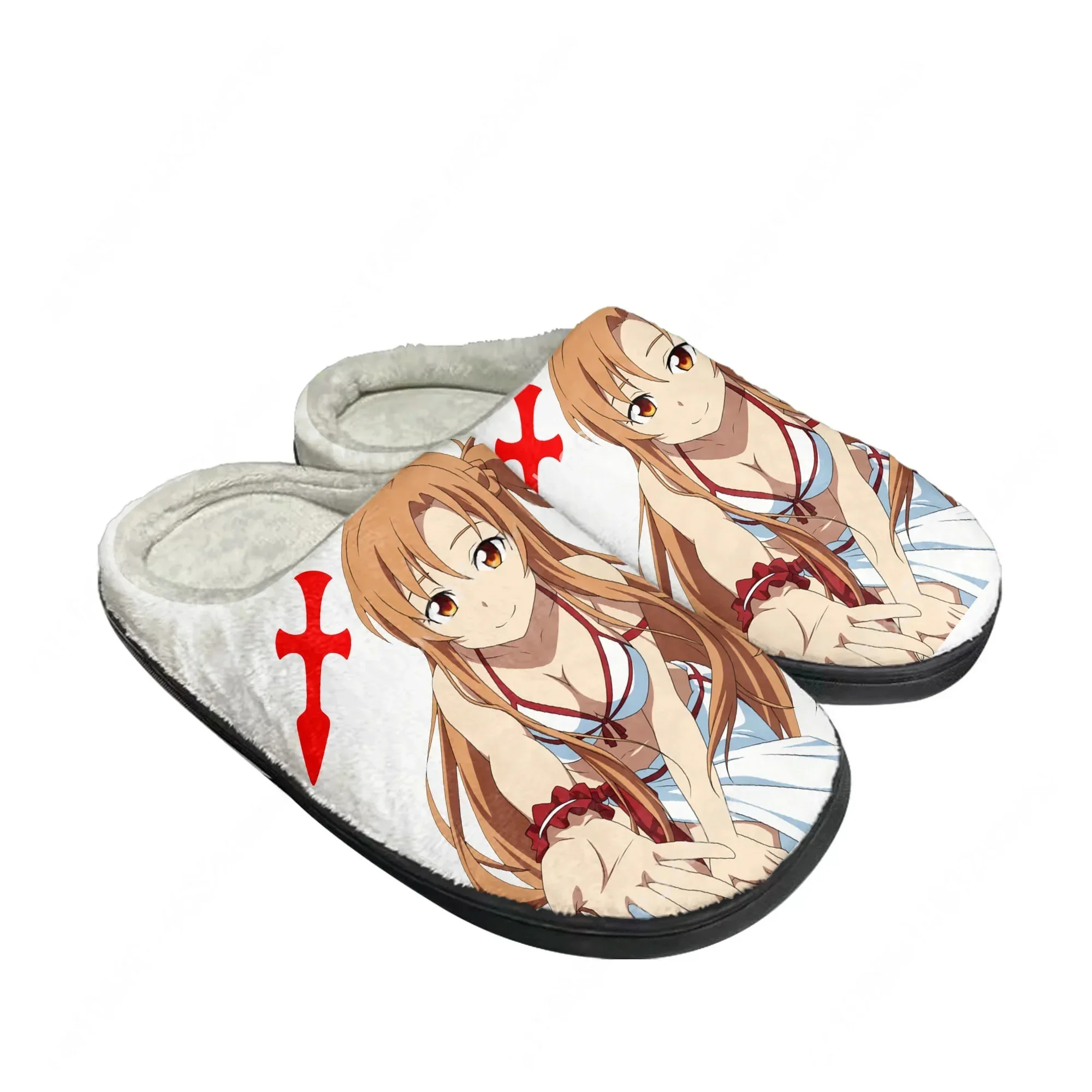 Sword Art Online Asuna Cotton Slippers Men Women Plush Bedroom Casual Keep Warm Home Bedroom Shoes Thermal Slipper Custom Shoe