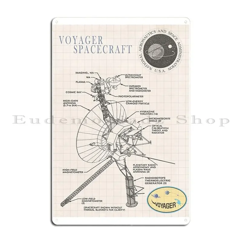 Voyager Spacecraft Print Metal Sign Poster Garage Party Club Garage Pub Printing Tin Sign Poster