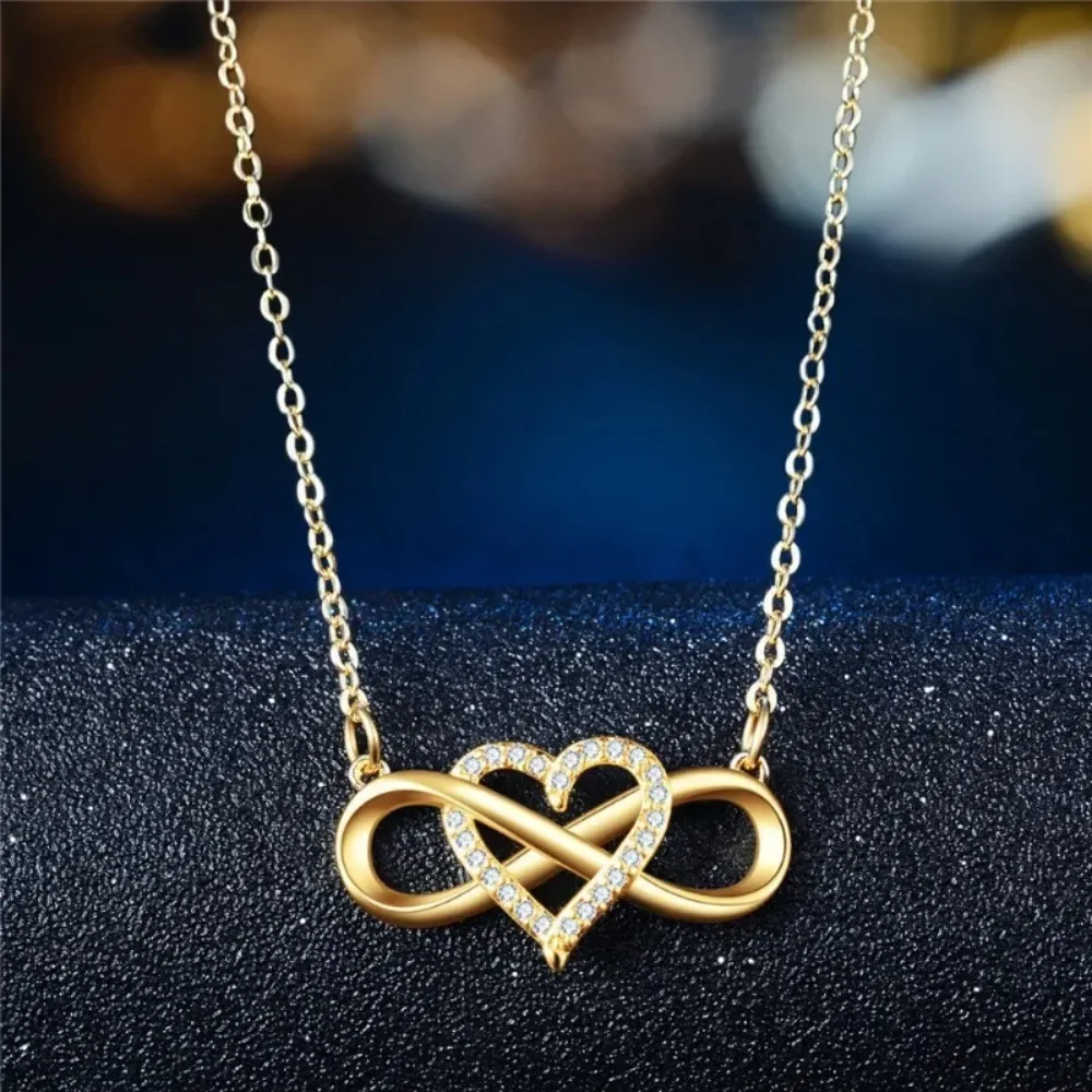 

925 Sterling Silver Heart Pendant Long Necklace for Elegant Women Moissanit Jewelry Female Chains Accessories Mother's Day Gift