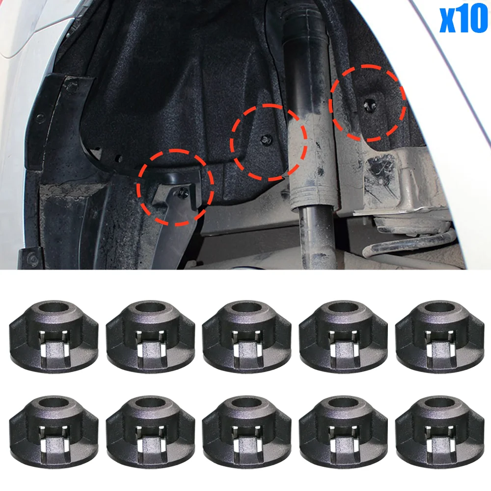 10PCS Auto Fender Lining Screw Nut Fastener Clip Plastic Black 90467-06121 90467-06169 For Lexus ES330 ES350 GX460 GX470 LS400