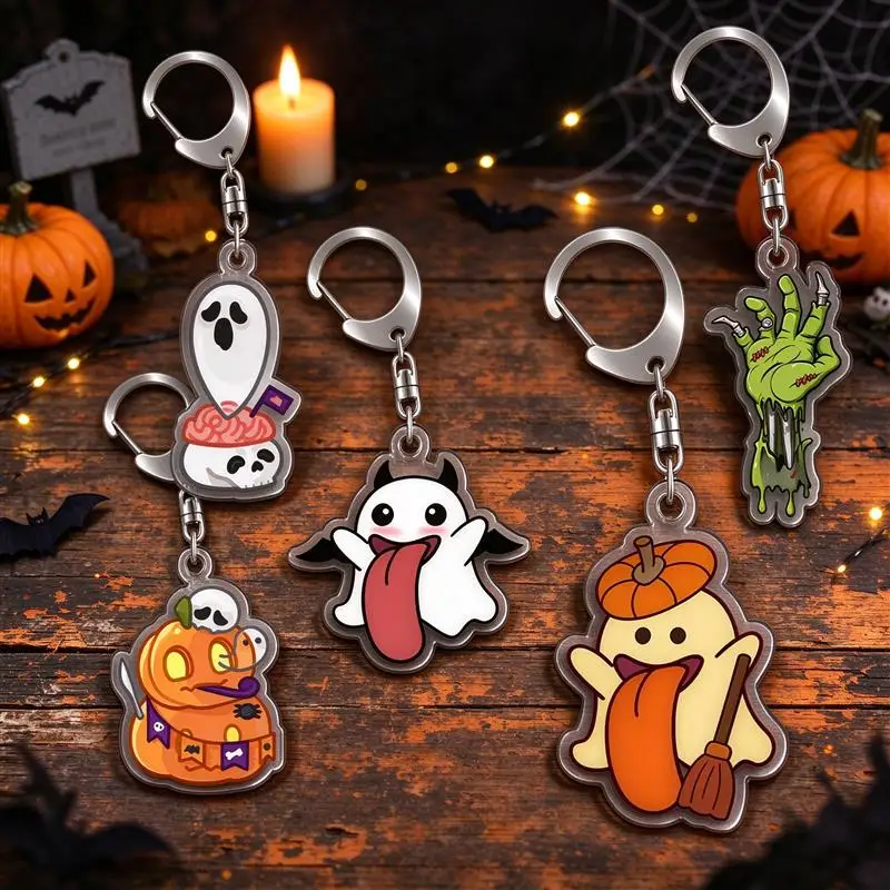 Wear Resistant Exquisite Vintage Creepy Whimsical Gothic Sweet Cool Skull Holiday Gift Bag Charm Acrylic Keychain 5cm