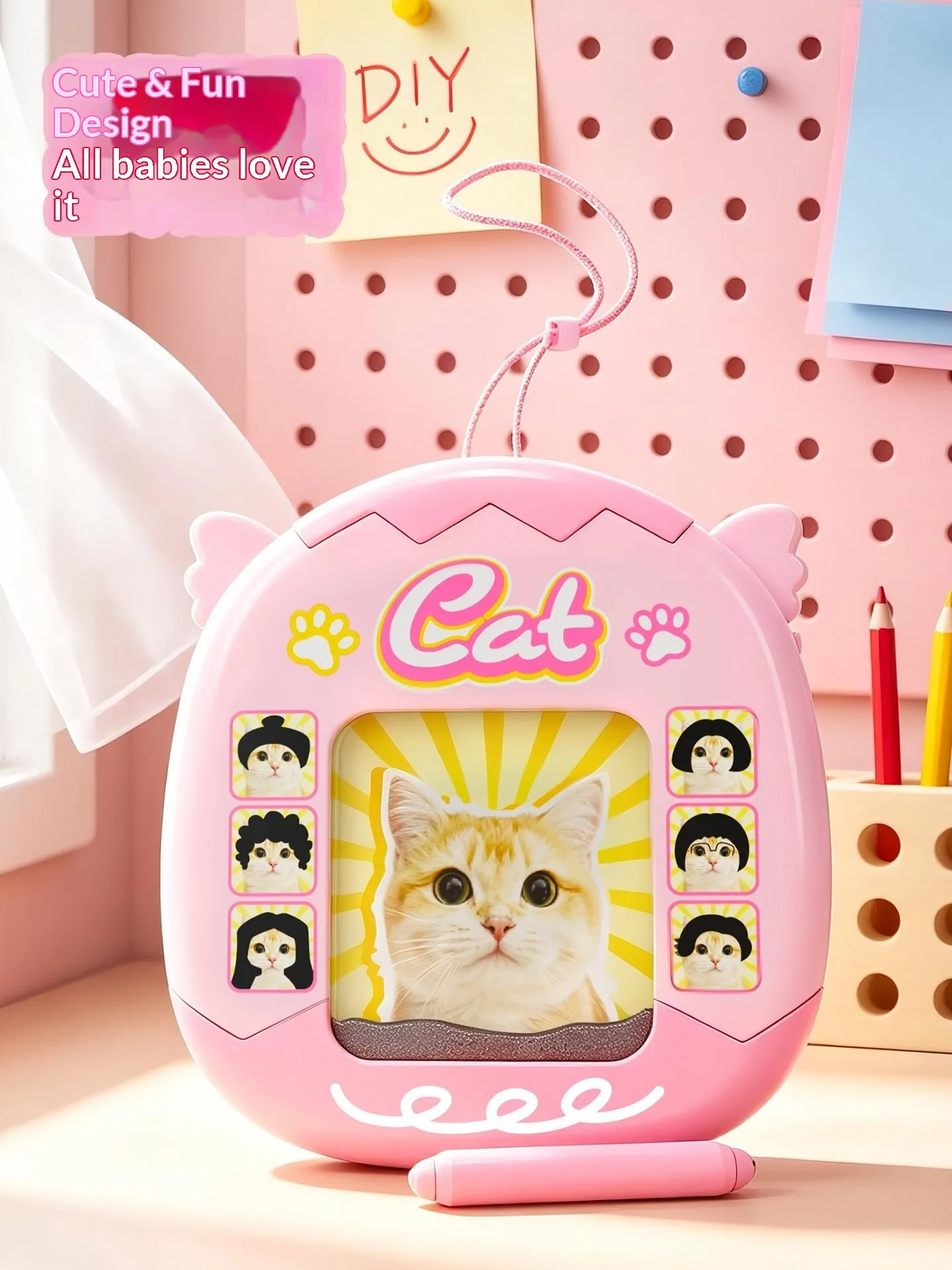Magnetic Cat Hairstyle Drawing Toy Bead Magnet Sketch Pad DIY Funny Hairstyle Changing Fidget Toy for Girls Stress Relief Creati
