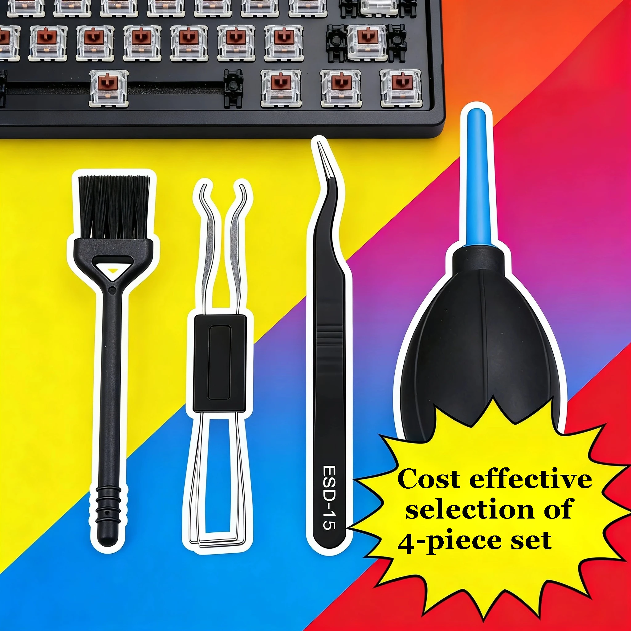 Keyboard cleaning kit, mechanical keyboard maintenance and cleaning tool for removing keycaps and cleaning dust