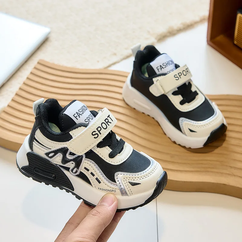 Kids'Casual Shoes Color Blocking PU Leather Fashion Autumn Shoes For Children Breathable Anti-slip Black Pink Size 21-30