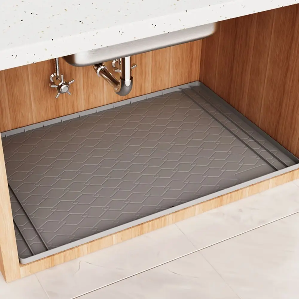 

Multi-Function 34" x 22" Under Sink Mat Silicone Waterproof Cabinet Liner Easy to Clean Sink Tray for Kitchen Bathroom