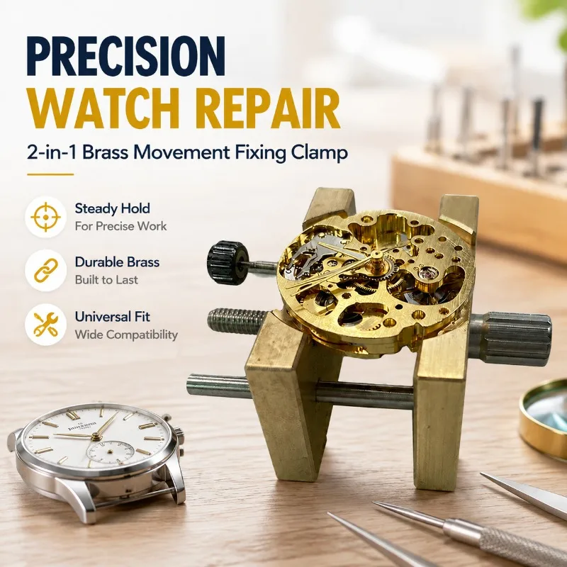 Universal Brass Watch Movement Holder 2‑in‑1 Large & Small Metal Fixing Base Special Timepiece Repair Tool Secure Stabilizer