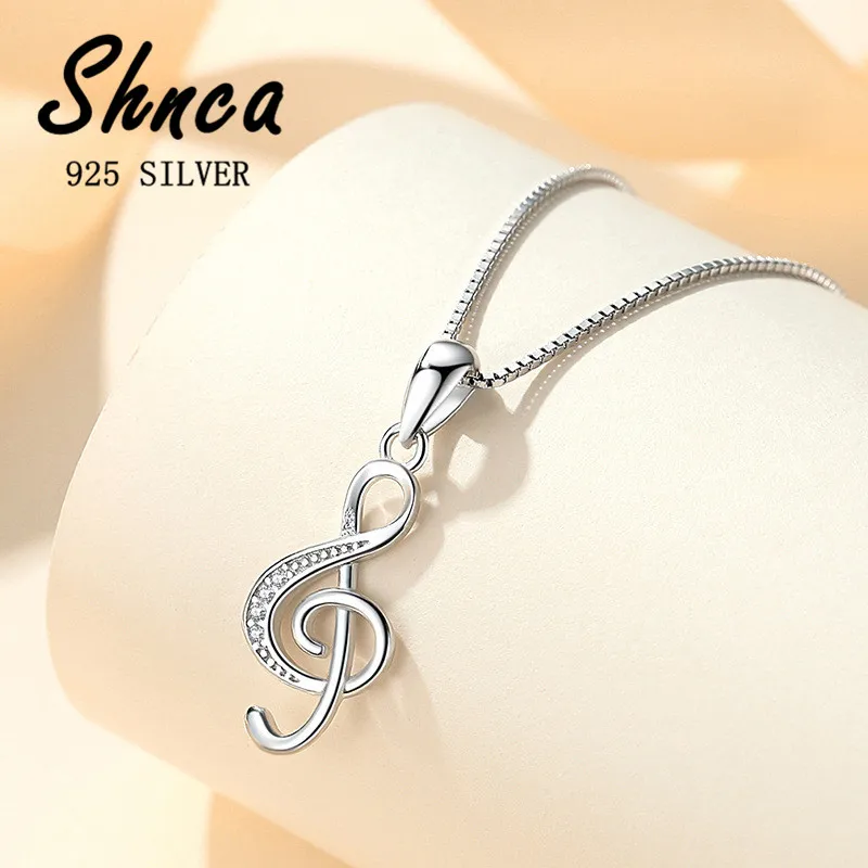 New Elegant Fashion 925 Sterling Silver Rhythm Note Choker Pendant Necklaces For Women Lady Jewelry LN090