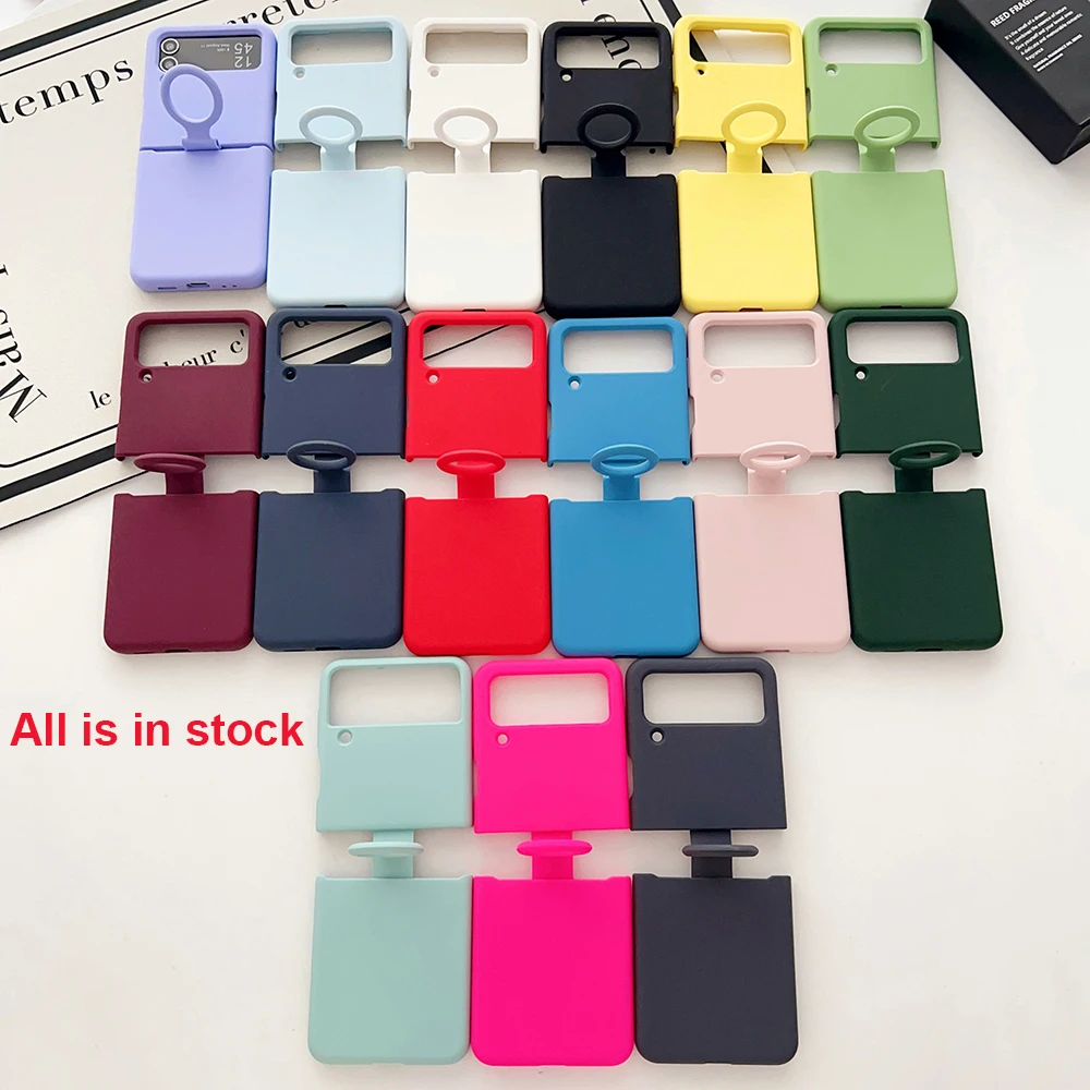 For Samsung Galaxy Z Flip 6 5 4 3 2 1 Case Offical Liquid Silicone Case With Finger Ring Shockproof Cover ForZ Flip 5 Soft Cases