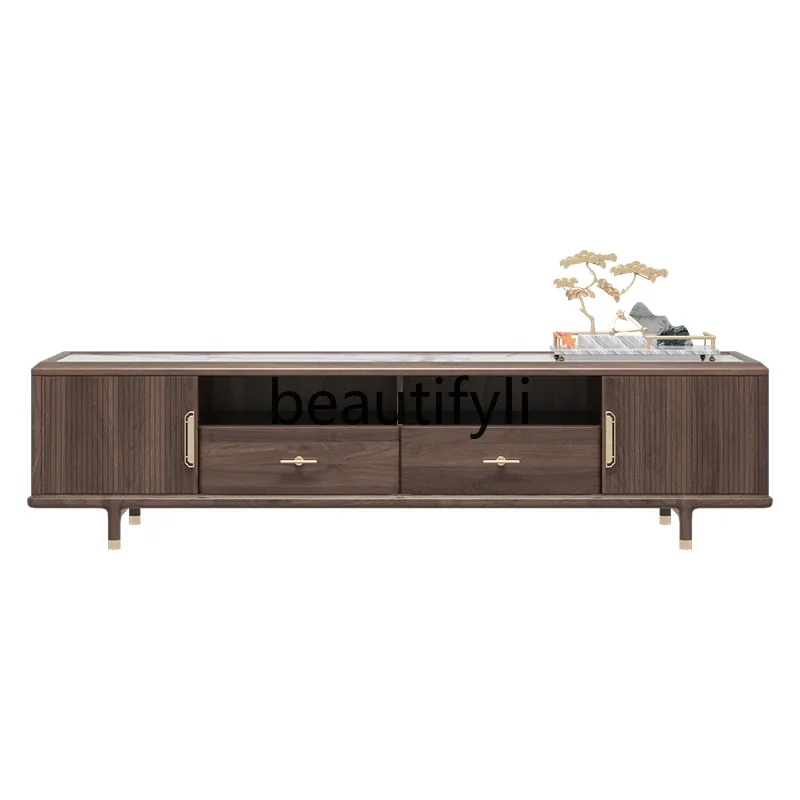 New Chinese-style solid wood rock panel TV cabinet ash wood living room home modern size apartment, lockerH