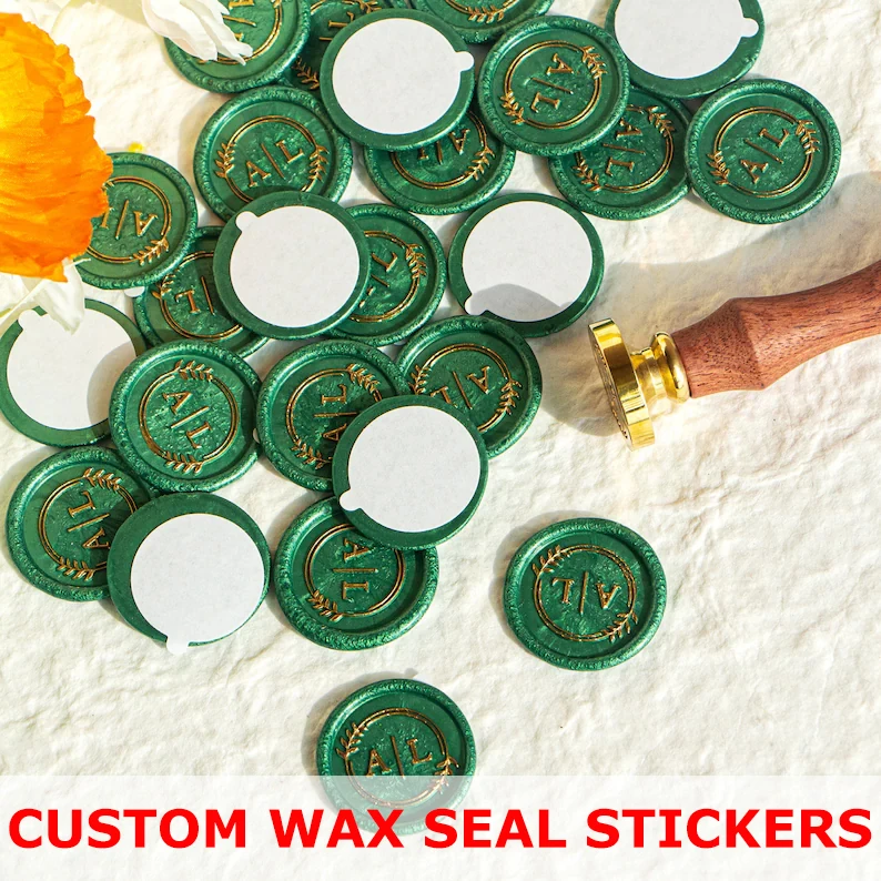 

200PCS Wax Seals Stickers Custom Text Wax Seals Self-Adhesive Personalized Logo Design for DIY Wedding Envelope 3cm