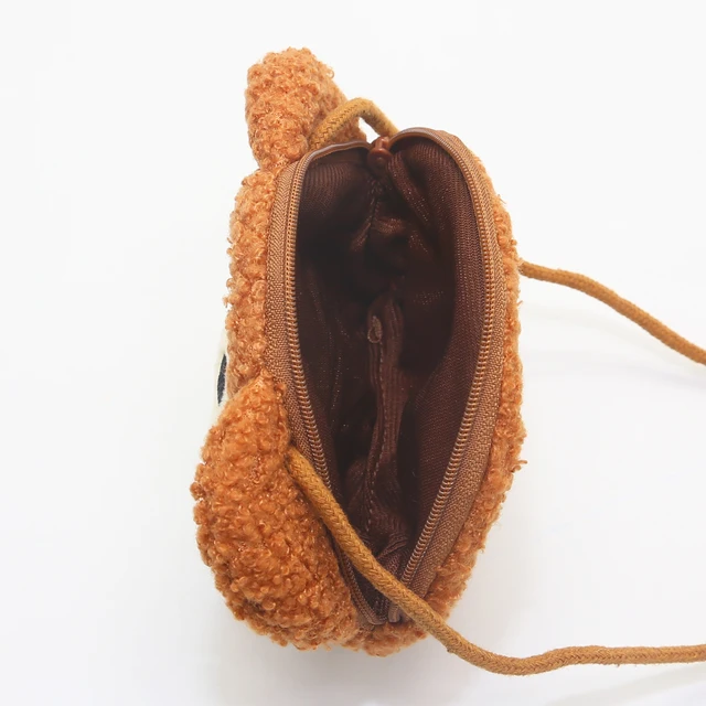 Cartoon Plush Crossbody Bag Cute Animal Bear Coin Wallet Boys and Girls Mini Shoulder Bag 4