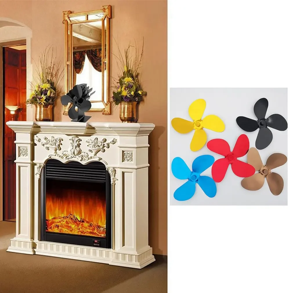 Eco-Friendly 4-Blade Stove Fan for Wood Burning Fireplace - Heat Powered & Five Star Shaped