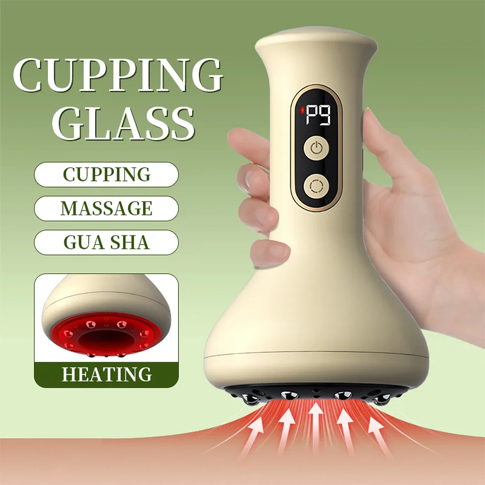 

Electric Cupping Massager 9 Level Body Scraping Tool Hot Compress Gua Sha Cordless Cupping Scraping Instrument Abdominal Massage