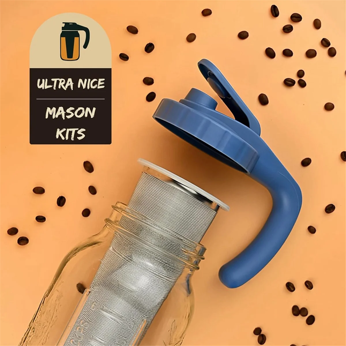 Premium Stainless Steel Mason Jar Ice Coffee Maker Ice Tea Infuser Thick Mesh Coffee Filter Strainer