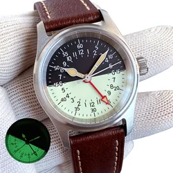36mm pilot watch 24 hours two tone disk World War II military watch NH34AA GMT  Retro watch trend men's and women's watch
