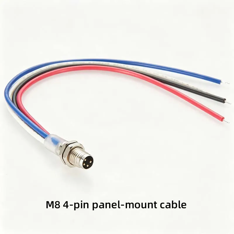 M8 4-pin Panel-Mount Cable, Flange-Mounted, IP67-Rated Industrial Robot Sensor Interface Cable