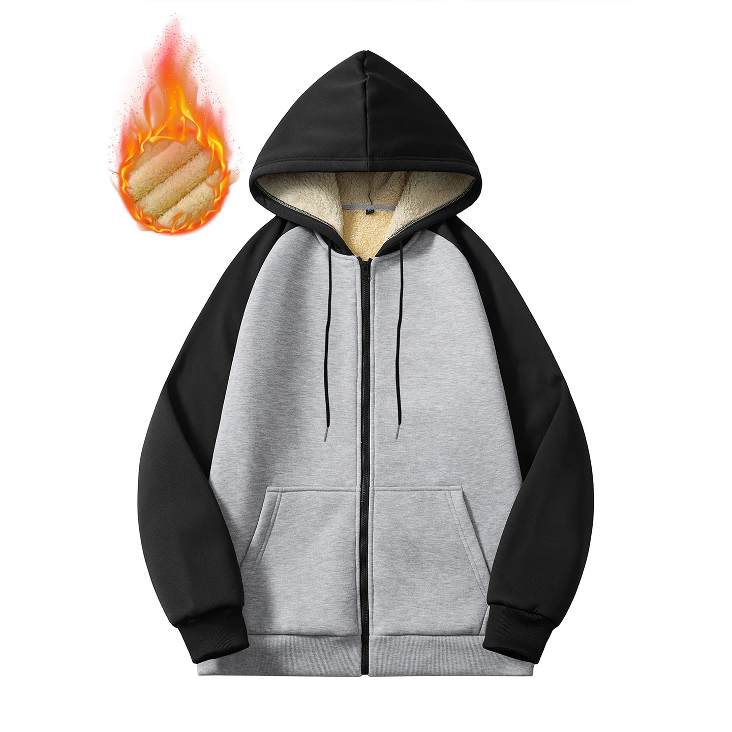 

Новое зимнее мужское лоскутное пальто из овечьей кожи, ветрозащитный и теплый кардиган с капюшоном, флисовая и утолщенная повседневная универсальная куртка