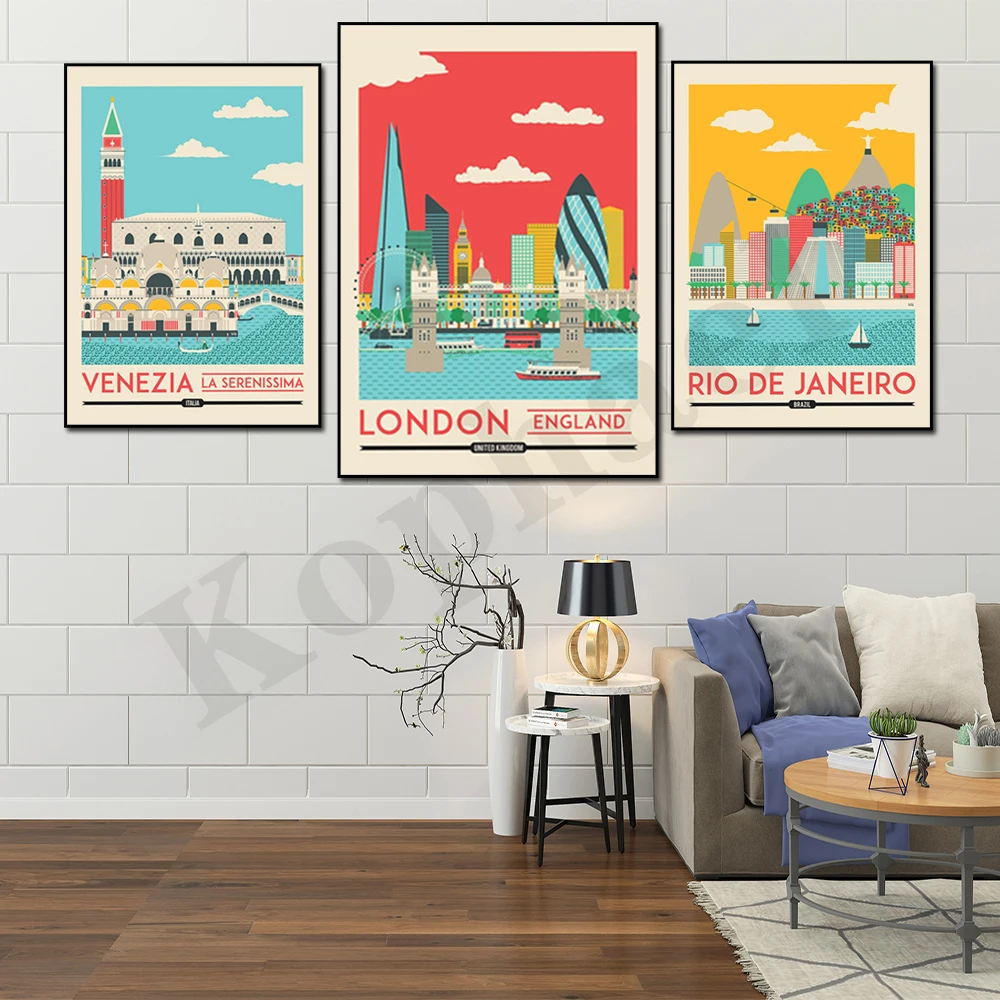 Leeds Dubrovnik St. Louis Rio London Venice Los Angeles. City Travel Scenery. Home Wall Decor Art Canvas Painting
