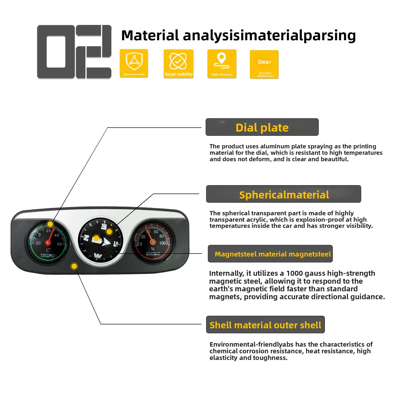 Multifunctional Compass Portable Compact Navigation Device Universal Outdoor High Precision Compass For Car Boat Moto Bicycle