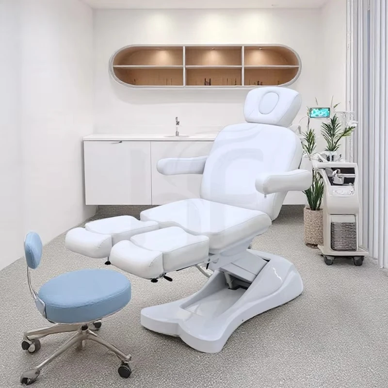 Small Base Pedicure Chair Hospital Furniture 2 Motors Split Leg Electric Podiatry Chair Adjustable Electric Massage Bed