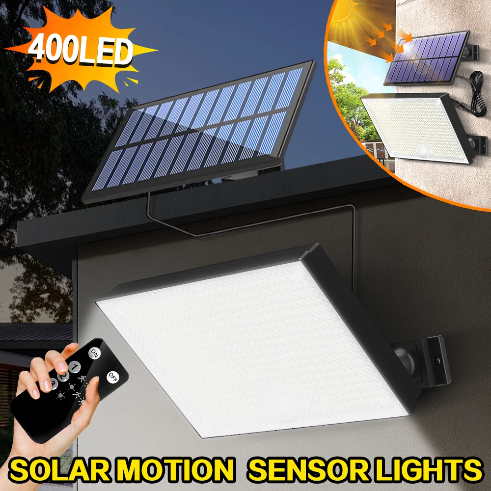 

400 светодиодов Солнечные фонари Наружный датчик движения Солнечные фонари безопасности 3 режима Садовый светильник Водонепроницаемый светильник на солнечной энергии Двор Sh