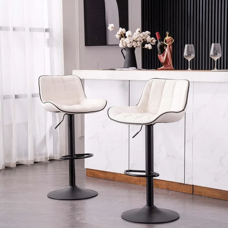 Bar Stools Set of 2 Black Adjustable Barstools Swivel Counter Stools Faux Leather Bar Chairs,3 Mins Quick Assembly