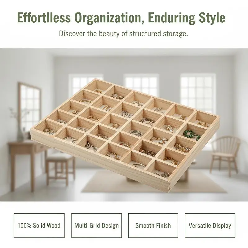 1Pcs Wooden Stackable Exquisite Jewelry Display Holder Portable Ring Earrings Necklace Organizer