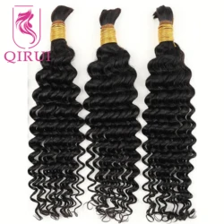 Bulk Human Hair Deep Wave Human Hair For Braiding 100% Unprocessed No Weft Human Hair Bulk Extensions Indian Remy Hair
