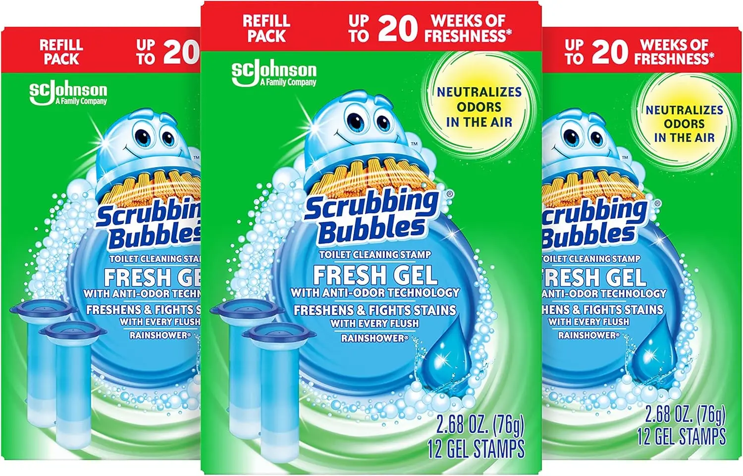

Toilet Cleaning Stamps, 36 Count, Rainshower Scent, Prevents Limescale & Rings