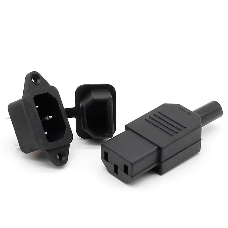 5set Black IEC 320 C13 Female Plug+C14 Male Plug Rewirable Power Connector 3pin Socket 10A /250V