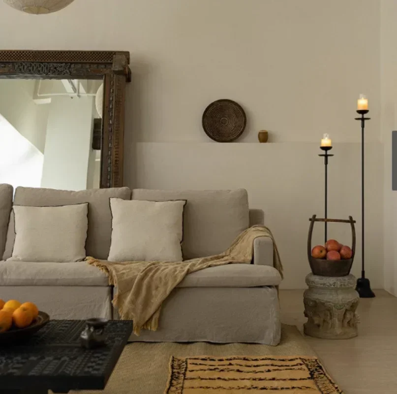 American fabric sofa, three-person small apartment, pastoral country, sofa combination