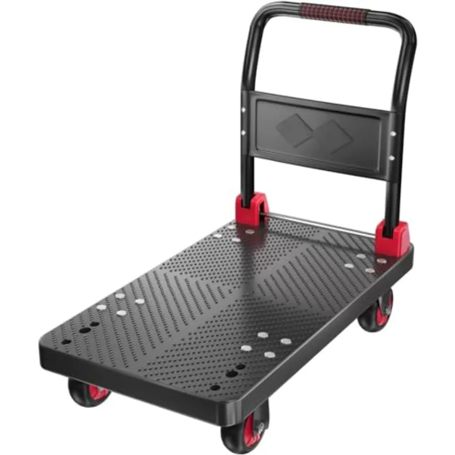 Foldable Platform Truck Push Cart Dolly with 1000LB Capacity 36x24Inch Large Size in Black for Easy Storage and 360 Degree Swiv
