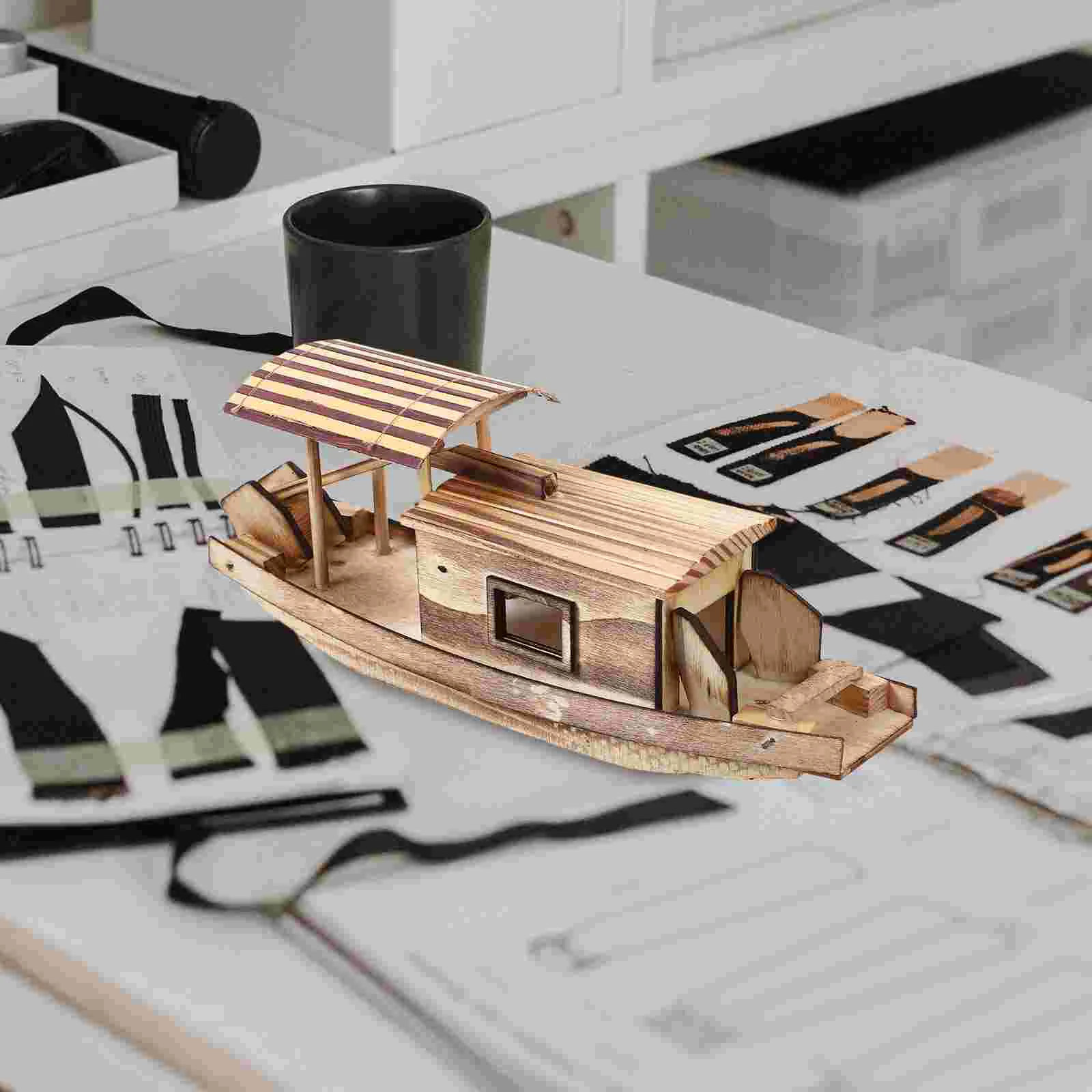 

Wooden Fishing Boat Model Home Decor Desktop Statue Unique Retro Creative Wooden Boat Model Home Decor Desktop nament