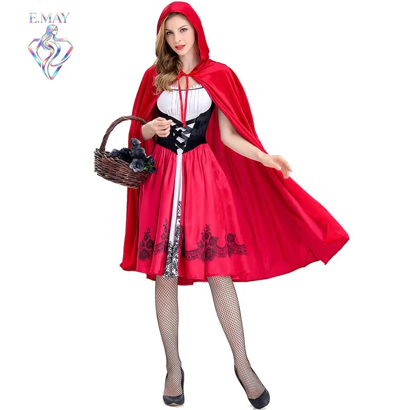 Halloween Red Hat Lady Costume S3XL Women's Outfit with Robe Stage Performance Clothing Traditional Chinese Ethnic Women's Wear